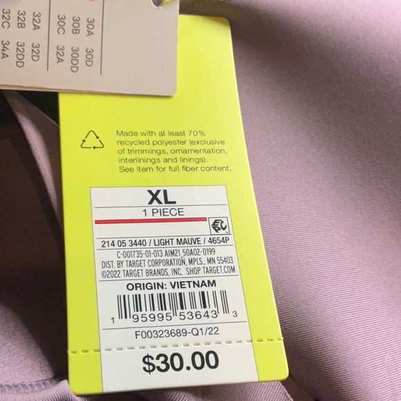 High Support Embossed Racerback Sports Bra All in Motion (Mauve or Black) XL New - Picture 6 of 9